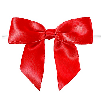 Ruban nœud satin rouge avec lien inclus pour fermeture de sachet - sachet de 100 unités