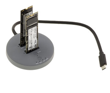 Adapters, enclosures and docks for M2 NVMe SSDs. Read/write and cloning stations.