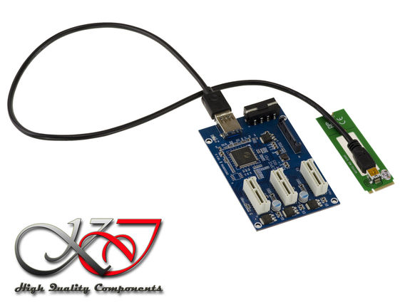 Riser converter M2 PCIe M Key to PCI Express 3 port PCIe 1x