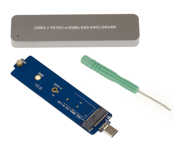 USB 3.1 Mini C Enclosure Key For M.2 NVMe SSDs PCIe type only, B+M or M Key PCIe type only, B+M or M Key