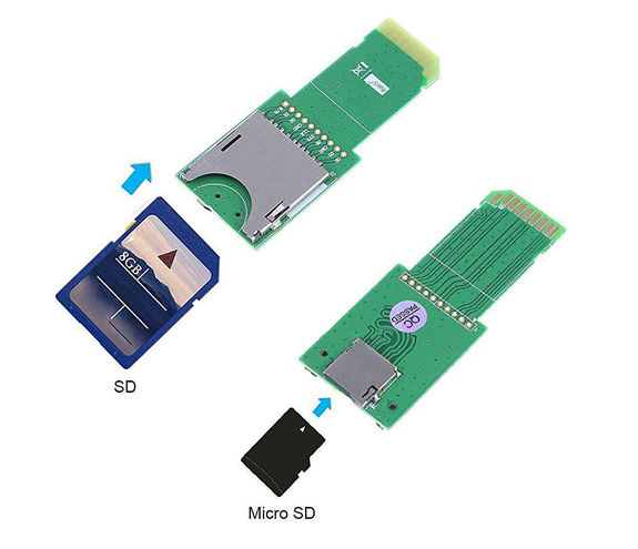 MicroSD to SD card adapter + SD SD extender To mount an SD or MicroSD card in place of an SD To mount an SD or MicroSD card in place of an SD