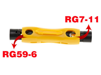 Quick Stripper for coaxial cabling. Coax compatible RG59 75-4 RG6 75-5 RG7 RG11 75-7