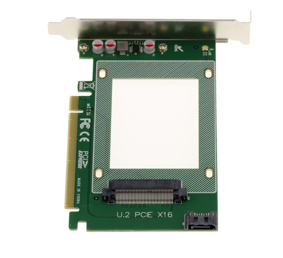 PCIe x16 Type PCIe 3.0 controller card for U.2 PCIe NVMe SSDs or SATA SSDs