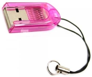 USB 2.0 reader for micro SD SDHC SDXC Transflash cards. Mixed colors.