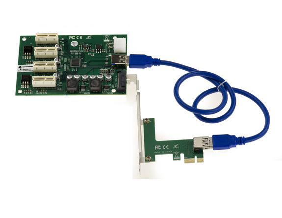 PCI Express 1x Replicator Riser to 4 PCIe ports 1x CHIPSET ASM1184e ...
