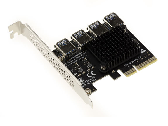 4x PCIe to 4 port USB3 replication card - 20G BAND - For PCIe port expansion. BTC Mining Expansion Card