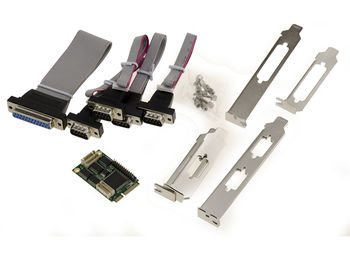Mini PCIe 1 Parallel Port LPT DB25 + 4 COM Ports DB9 RS232 Format mPCIe Full Size - CHIPSET WCH CH384L