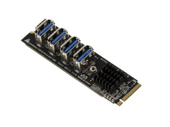 M.2 Replication Card (M2 NGFF PCIe M Key) USB 3.0 for Bitcoin Mining - 4 Ports - to Connect To PCIe USB Riser