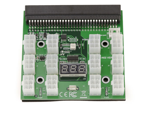 1200w 750w Breakout Board for HP Power Supply - 12 P6 connectors - Voltage display - with synchronization Second Power Supply