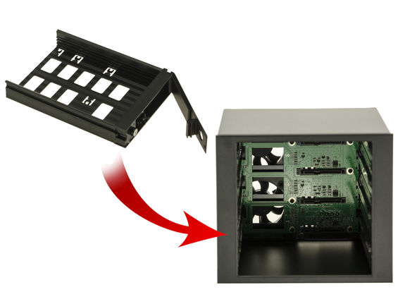 Rack 5.25 for 4 SATA drives. Caddie Hot Plug drawer for PC or Server. Construction All Aluminum.