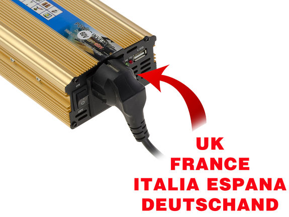 60V to 220V Voltage Converter (AC - DC Inverter) - 500 Watt Power (1000W Peak) - Enjoy a 220V Mains Plug from a 60V Source