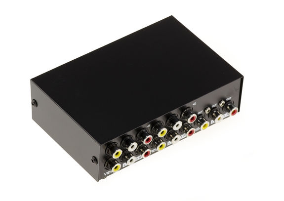 Switch AUDIO Stereo + VIDEO Composite - 4 Ports Switch one input to 4 outputs or 4 inputs to one output
