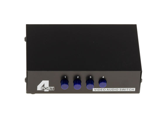 Switch AUDIO Stereo + VIDEO Composite - 4 Ports Switch one input to 4 outputs or 4 inputs to one output