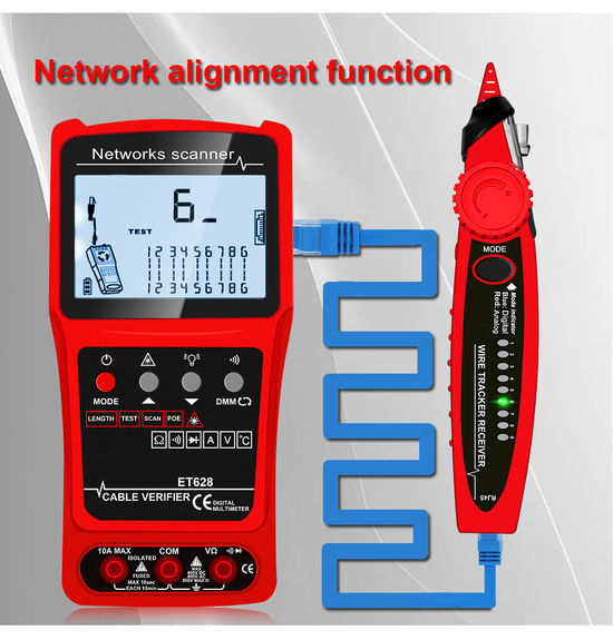 NOYAFA Netzwerktester Mit LCD Und POE-Funktion – Kabeltester Für RJ45 & Co. (AT290)