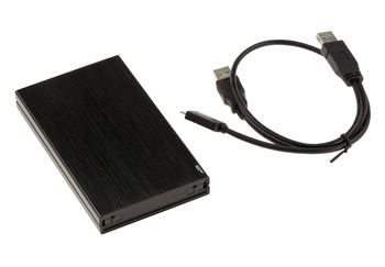 Black brushed aluminum enclosure for 2.5"" SATA hard disk with 5G USB3 link