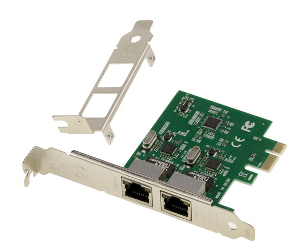 Carte Réseau - DIOCHE - PCIe X1 - Double Port RJ45 - Gigabit - Faible Carte Réseau - DIOCHE - PCIe X1 - Double Port RJ45 - Gigabit - Faible