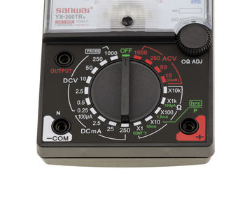 Analog multimeter, measures AC DC current, intensity, continuity, resistance ...
