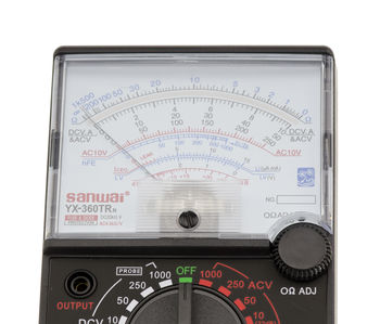 Analog multimeter, measures AC DC current, intensity, continuity, resistance ...