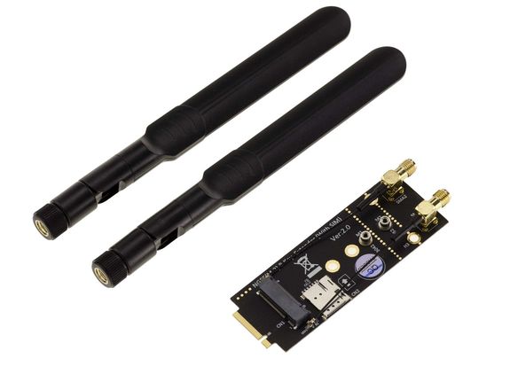 M2 B key and nano SIM to M.2 E A Key adapter for 3G 4G 5G and WIFI module cards, supports USB and PCIe type cards