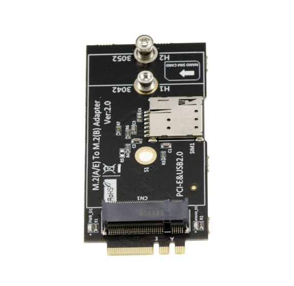 M2 B key and nano SIM to M.2 E A Key adapter for 3G 4G 5G and WIFI module cards, supports USB and PCIe type cards