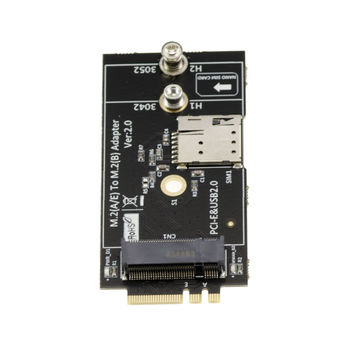 M2 B key and nano SIM to M.2 E A Key adapter for 3G 4G 5G and WIFI module cards, supports USB and PCIe type cards