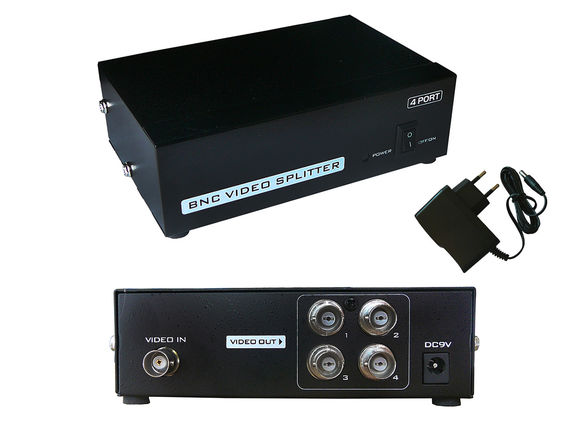 SPLITTER BNC 4 PORTS - Duplicates the video stream from a BNC source to 4 simultaneous outputs