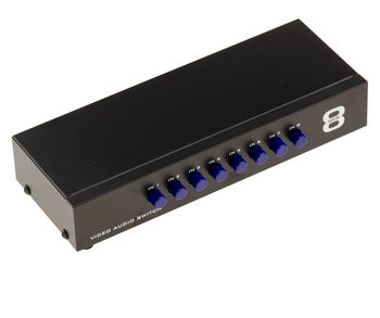 Switch Audio Stereo + Video Composite - 8 Ports - Needle One Input to 8 Outputs or 8 Inputs to One Output