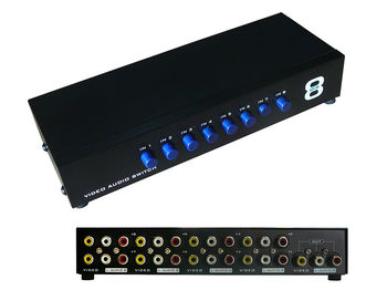 Switch Audio Stereo + Video Composite - 8 Ports - Needle One Input to 8 Outputs or 8 Inputs to One Output