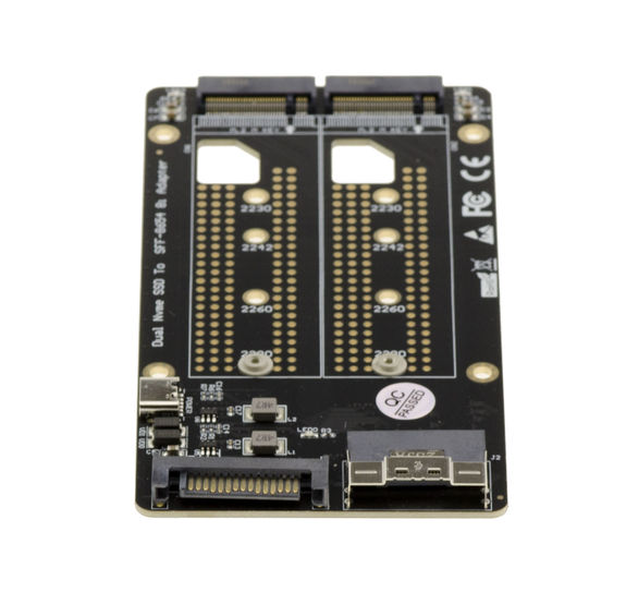 Adapter for 2 SSD M2 PCIe NVMe M Key to SFF8654 for mounting two SSD M2 in place of SSD U2