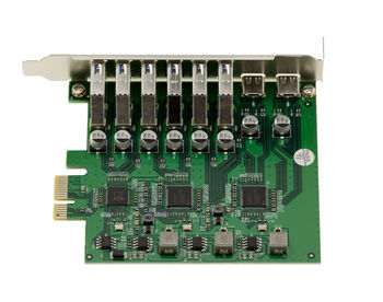 8-port USB 3.0 PCIe controller card with 2x USB3 C and 6x USB3 A, self-powered High Power, VL805 chipset.