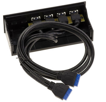 Front panel with 4 USB 3.0 ports for 5.25"" rack slot USB3 Superspeed 5G