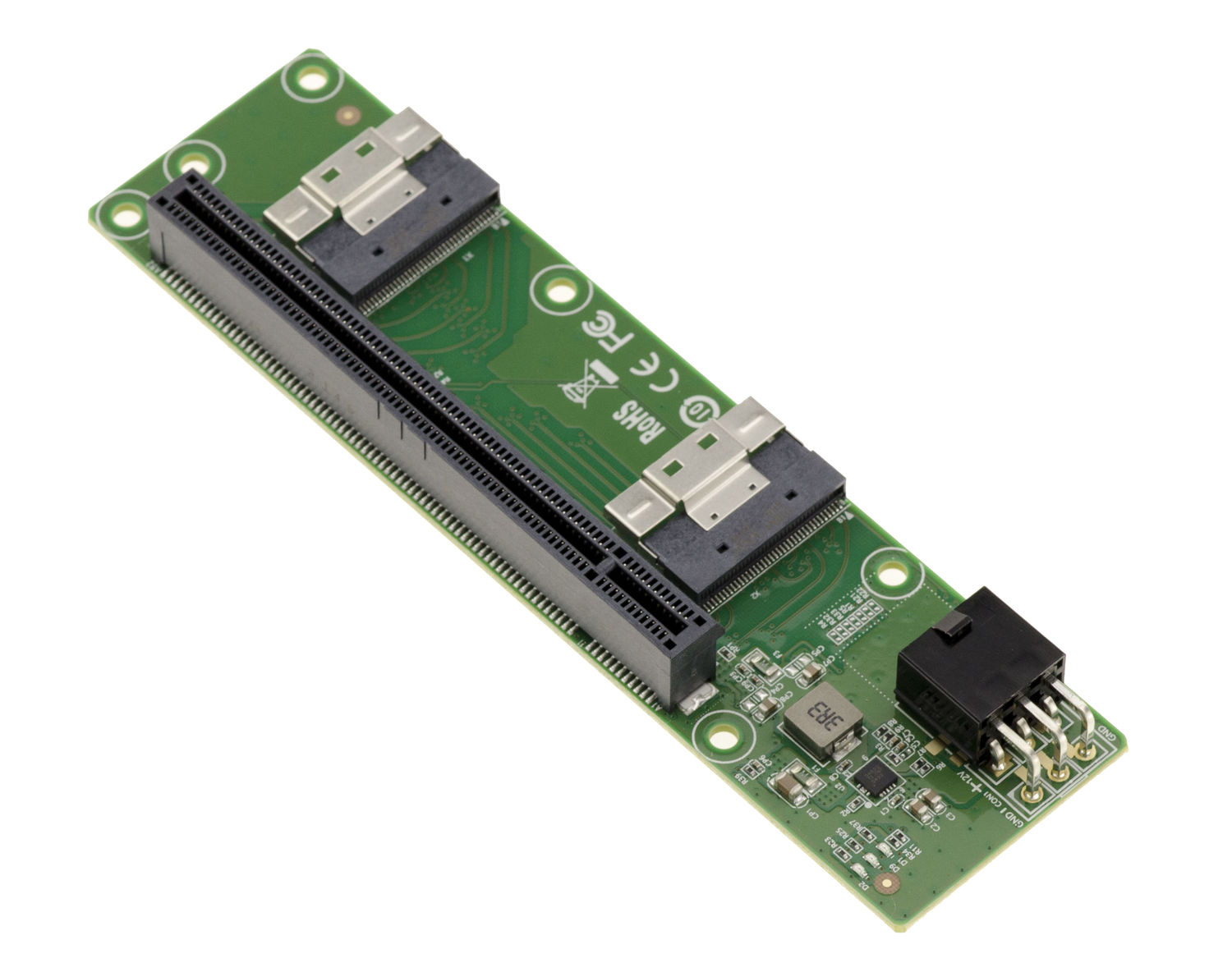 SlimSAS 8i X2 To PCIe 4.0 X16 Adapter Card, SFF8654 Riser Card For Network Cards & NVMe Drives