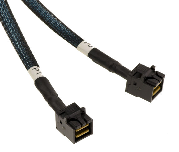 PCIe 4.0 cable with Slim SAS SFF-8654 8i 74-pin connectors to 2x SFF-8643 length 80cm