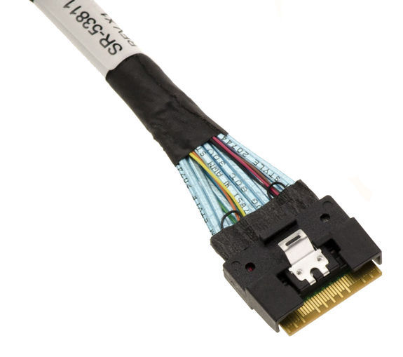 PCIe 4.0 cable with Slim SAS SFF-8654 8i 74-pin connectors to 2x SFF-8643 length 80cm