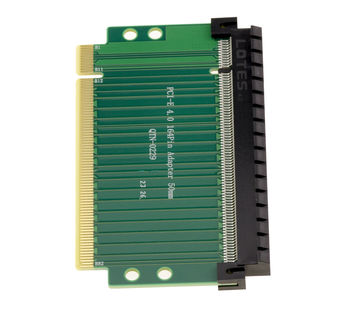 Straight 50mm PCI Express Gen 4.0 one PCIe x16 male to one female expansion slot, with 256 GT/s bandwidth