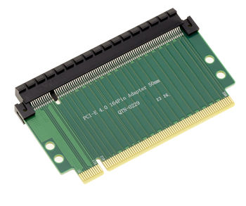 Straight 50mm PCI Express Gen 4.0 one PCIe x16 male to one female expansion slot, with 256 GT/s bandwidth