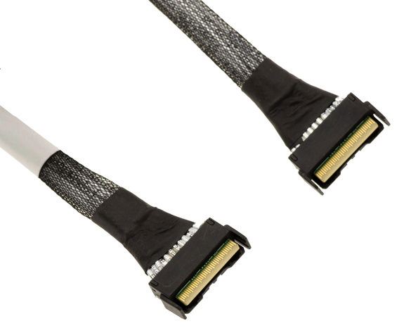 PCIe 5.0 cable with MCIO 8i 74 pin male to male connectors, length 80cm. MCIO 74 Pin x8 PCIe Gen 5