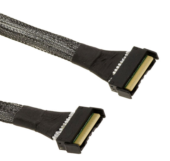 PCIe 5.0 cable with MCIO 8i 74 pin male to male connectors, length 80cm. MCIO 74 Pin x8 PCIe Gen 5