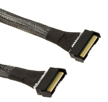 PCIe 5.0 cable with MCIO 8i 74 pin male to male connectors, length 80cm. MCIO 74 Pin x8 PCIe Gen 5