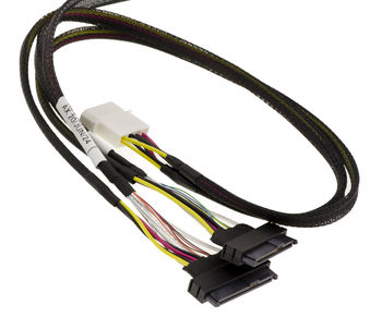 PCIe 5.0 cable with MCIO 8i 74 pin connectors to 2x SFF-8639 68 pin U2 U3 length 80cm