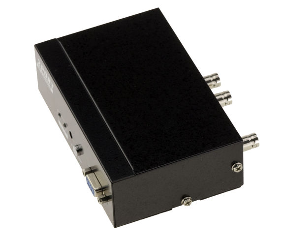 2-Port SDI switch, switch 2 BNC SDI inputs to one output. SD-SDI/HD-SDI and 3G-SDI 297MB/s compatible, with REMOTE CONTROL and RS232 COM port control capability.