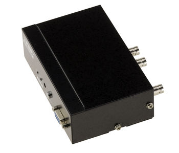 2-Port SDI switch, switch 2 BNC SDI inputs to one output. SD-SDI/HD-SDI and 3G-SDI 297MB/s compatible, with REMOTE CONTROL and RS232 COM port control capability.