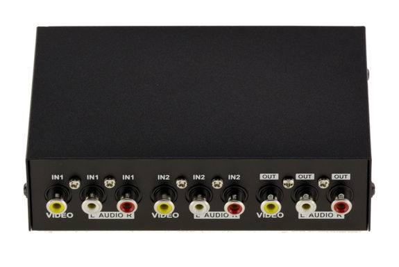 Switch AUDIO Stereo + VIDEO Composite - 2 Ports / Route one input to 2 outputs or 2 inputs to one output