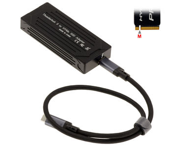 Aluminum Thunderbolt 3 40G enclosure for SSD M2 NVMe. Aluminum structure with high-speed cable included