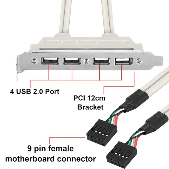 USB2 bracket on internal USB 2.0 connectors 2 x 9-pin USB connectors 2 x 9-pin USB connectors