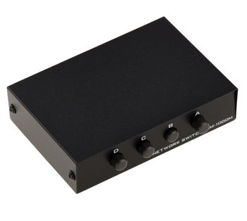 Ethernet RJ45 switch / switcher / diverter - REVERSIBLE: 1 input / 4 outputs OR 4 inputs / 1 output