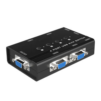 KVM Switch Mouse + Keyboard + Monitor for 4 PCs - VGA/USB - Manual - with KVM cables included