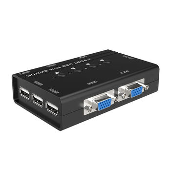 KVM Switch Mouse + Keyboard + Monitor for 4 PCs - VGA/USB - Manual - with KVM cables included