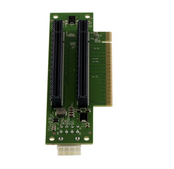PCIe Gen 5.0 x16 riser duplicator adapter to 2 x16 ports at 90°, 64 GB/s throughput