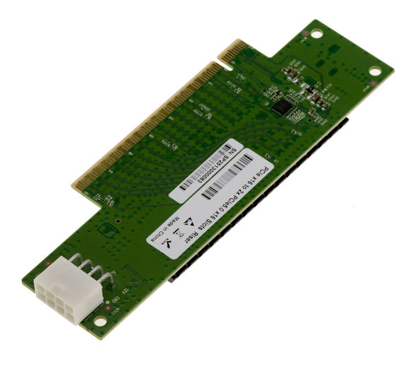 PCIe Gen 5.0 x16 riser duplicator adapter to 2 x16 ports at 90°, 64 GB/s throughput